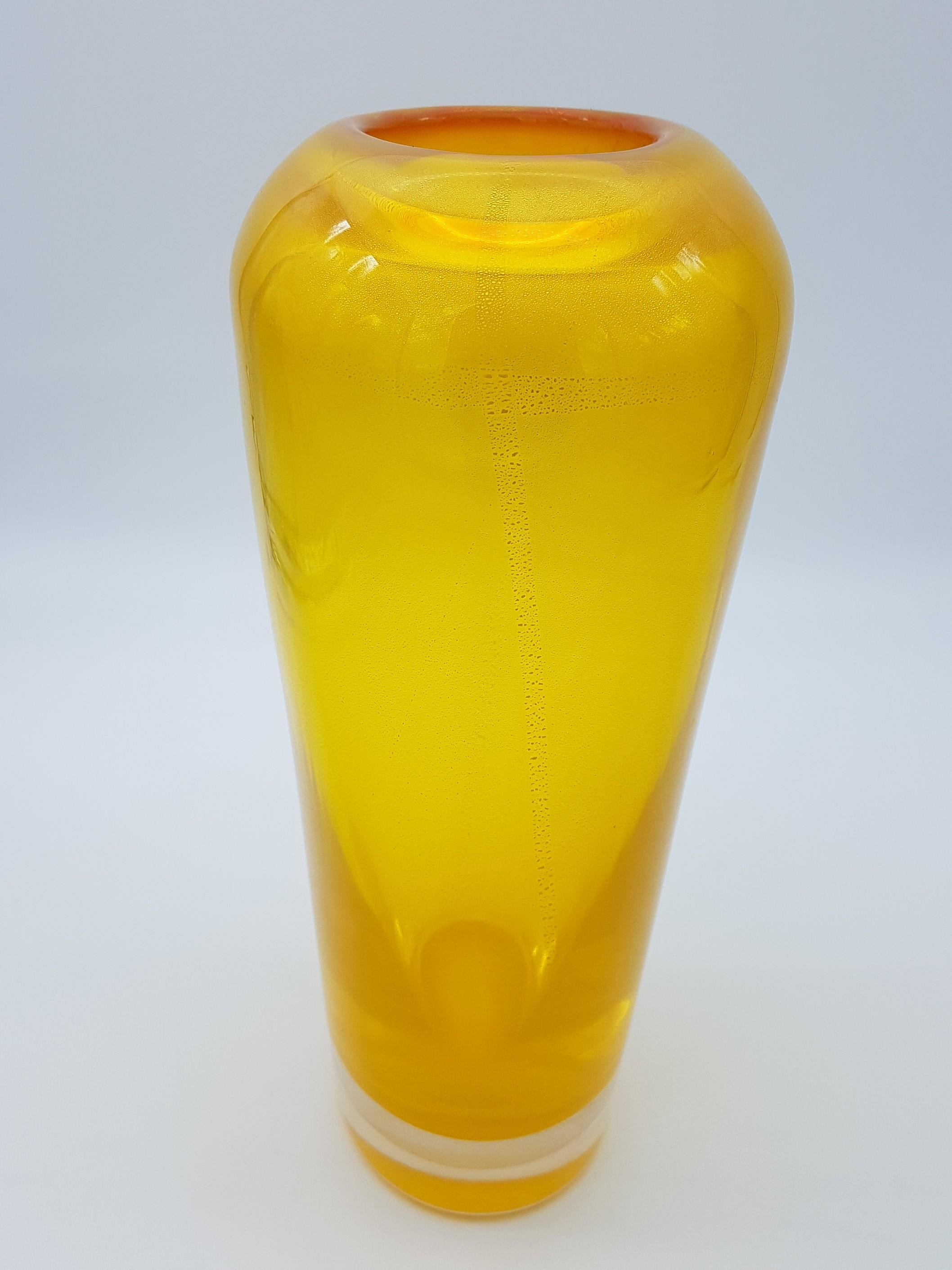 Modern Murano Glass Vase Gold Yellow Color by Cenedese, Late 1990s For Sale 5