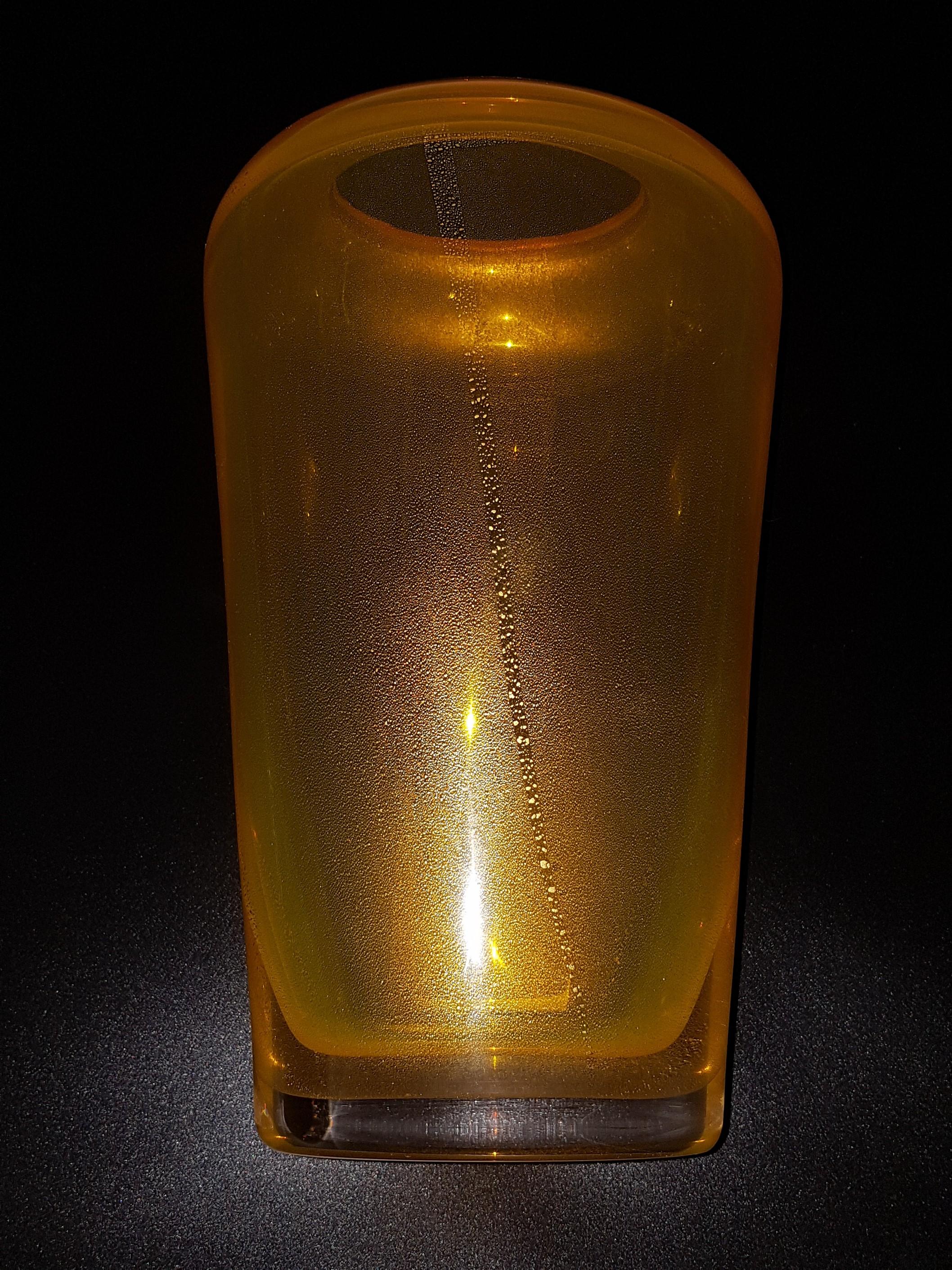 Modern Murano Glass Vase Gold Yellow Color by Cenedese, Late 1990s For Sale 11