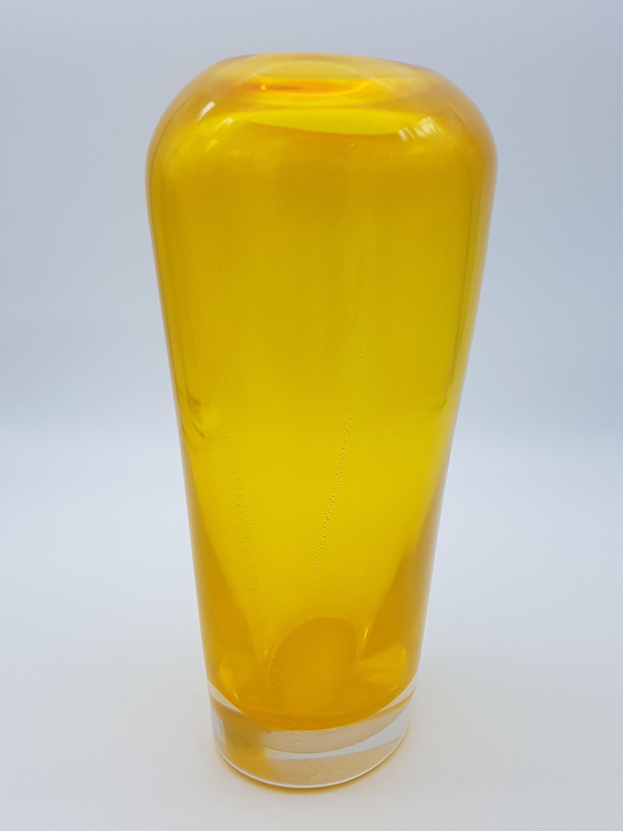 Modern Murano Glass Vase Gold Yellow Color by Cenedese, Late 1990s For Sale 1