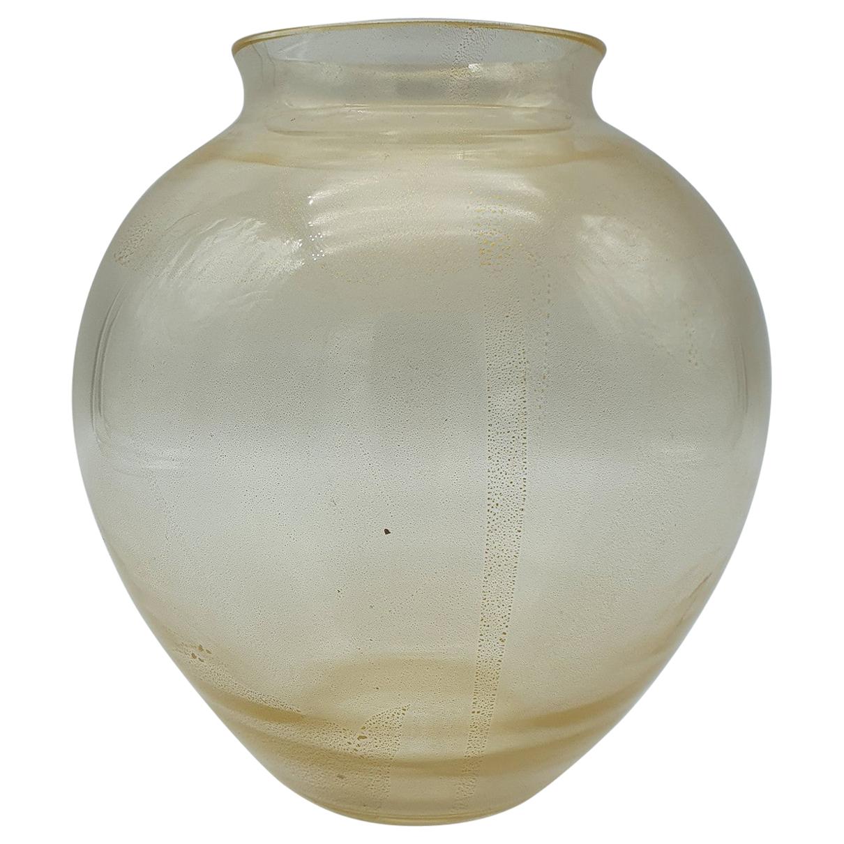 Modern Murano Glass Vase in Gold Color by Cenedese, 1999 For Sale