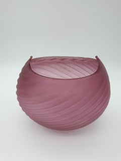 Modern Murano Glass Vase in Ruby "Scavo" by Cenedese, 1980s