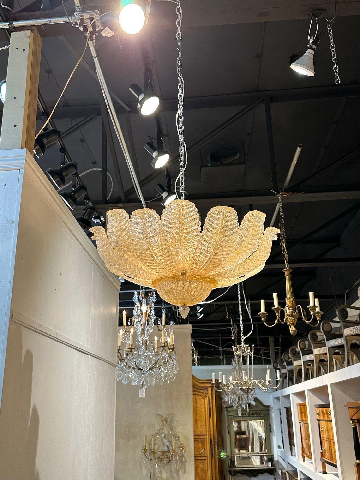 Decorative modern gold Murano glass chandelier with a 