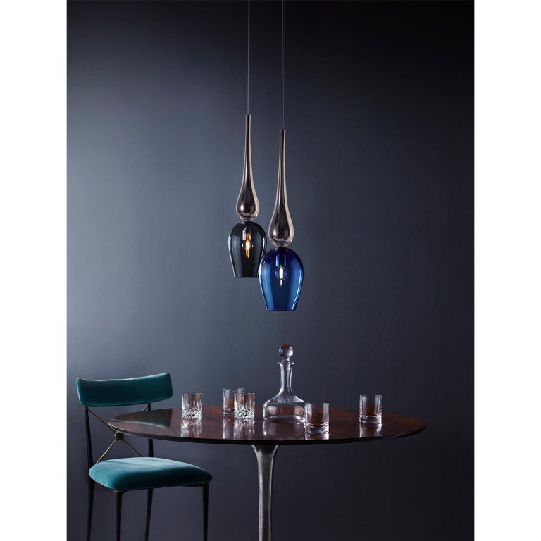 Modern Murano Hand Blown Colored Glass, Silver Stemmed ...