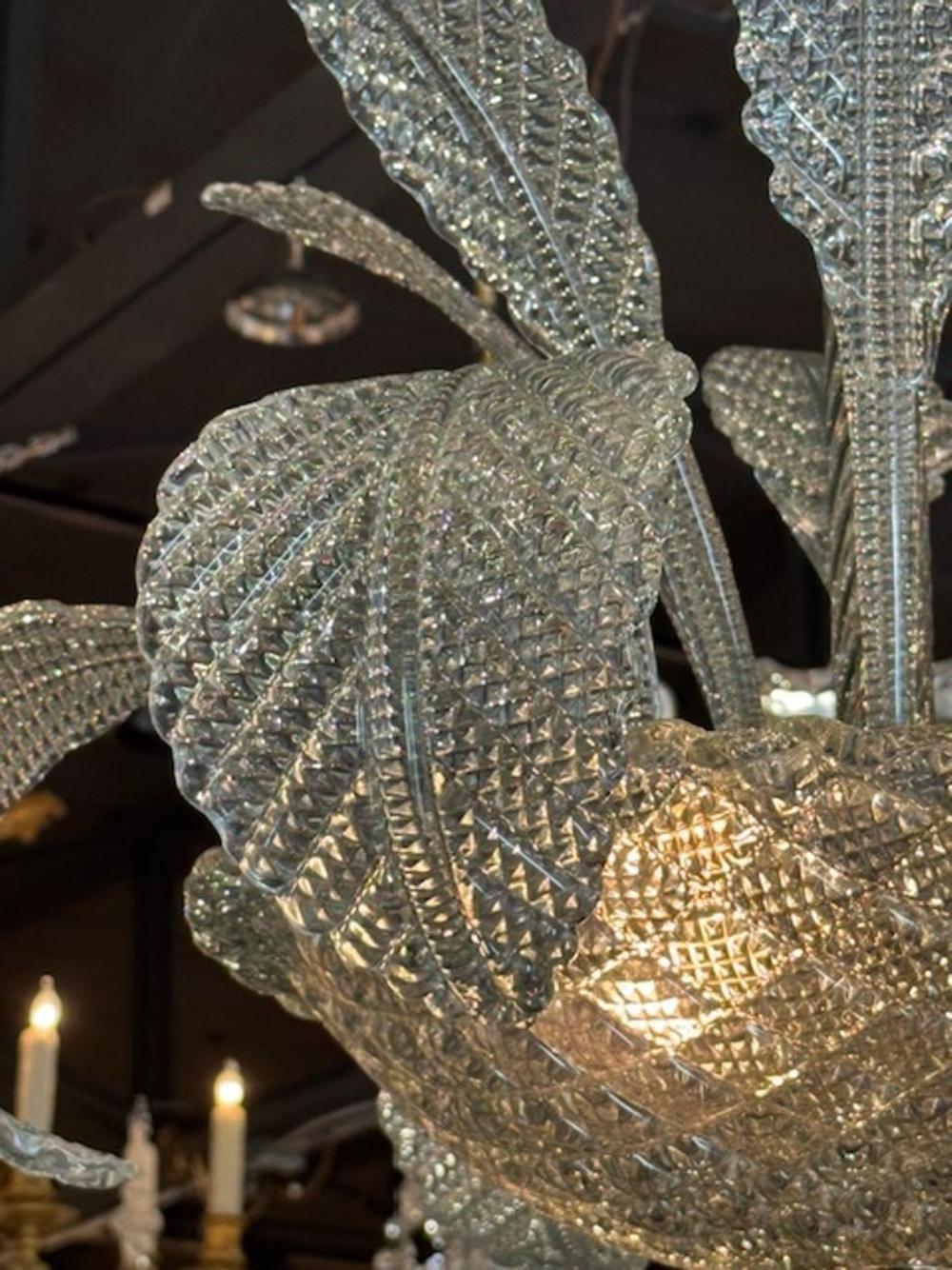 Lámpara moderna en forma de hoja de Murano en verde Fontana en venta 1