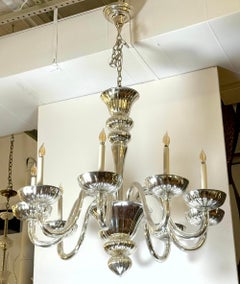 Modern Murano Mercury Glass 9 Arm Chandelier Restored