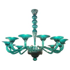 Modern Murano Teal Glass Chandelier