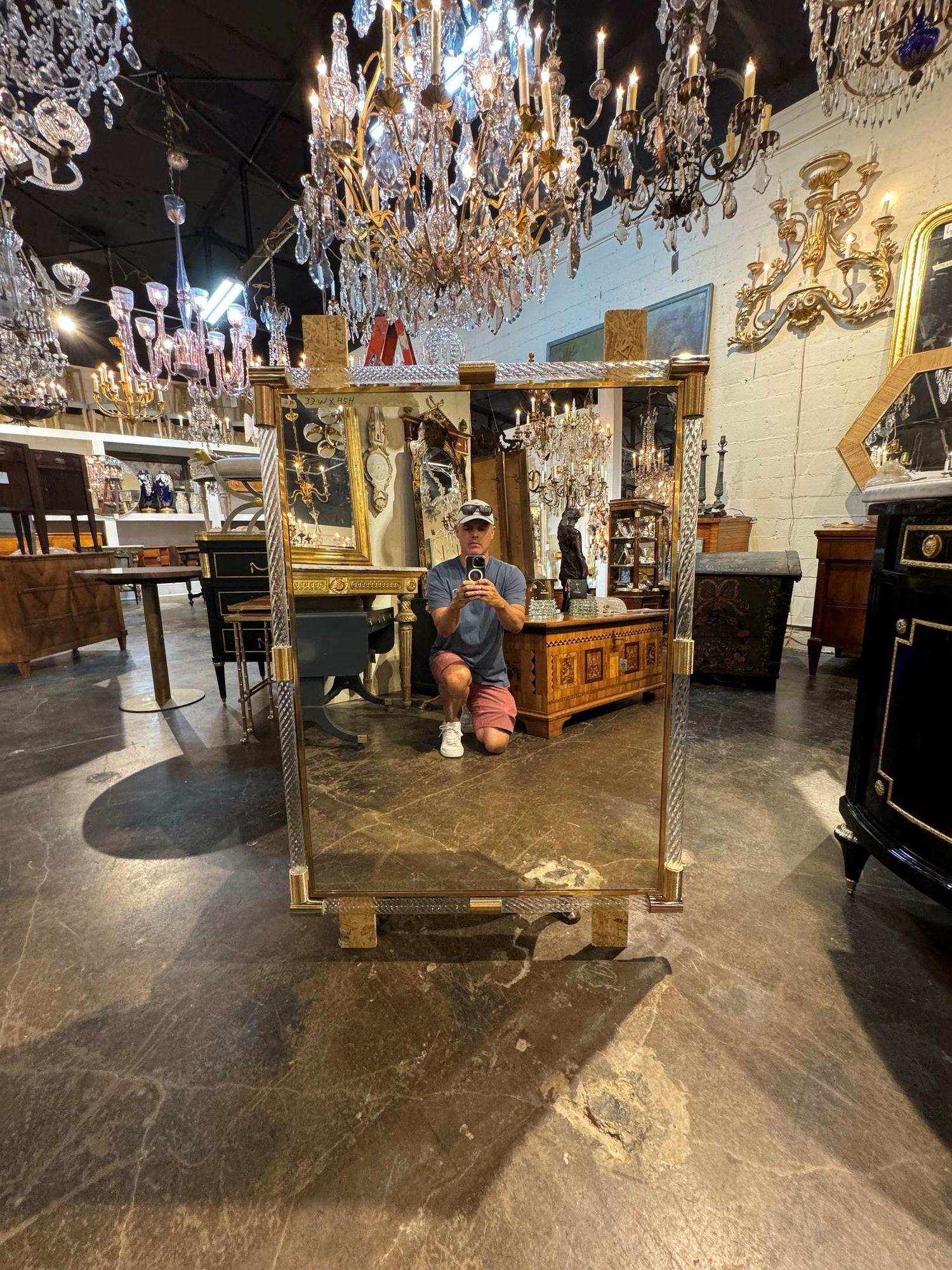 Specchio moderno in vetro e ottone di Murano In condizioni buone in vendita a Dallas, TX
