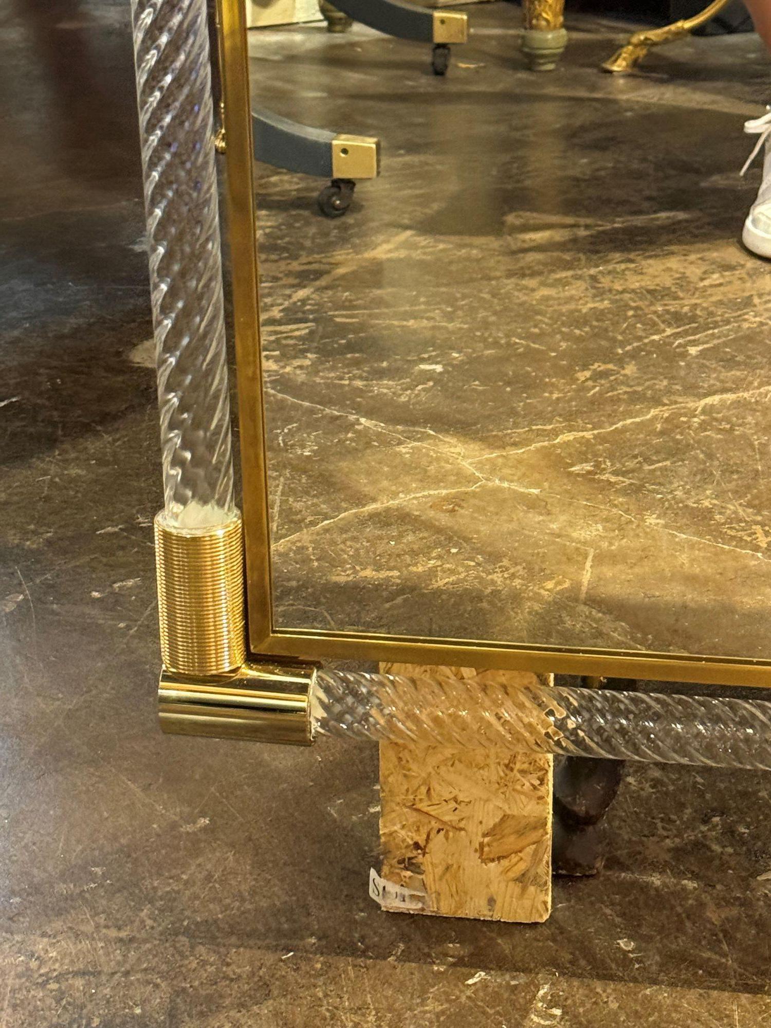 XXI secolo e contemporaneo Specchio moderno in vetro e ottone di Murano in vendita