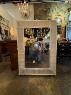 Modern Murano Twist Glass Rod Mirror in Light Gold