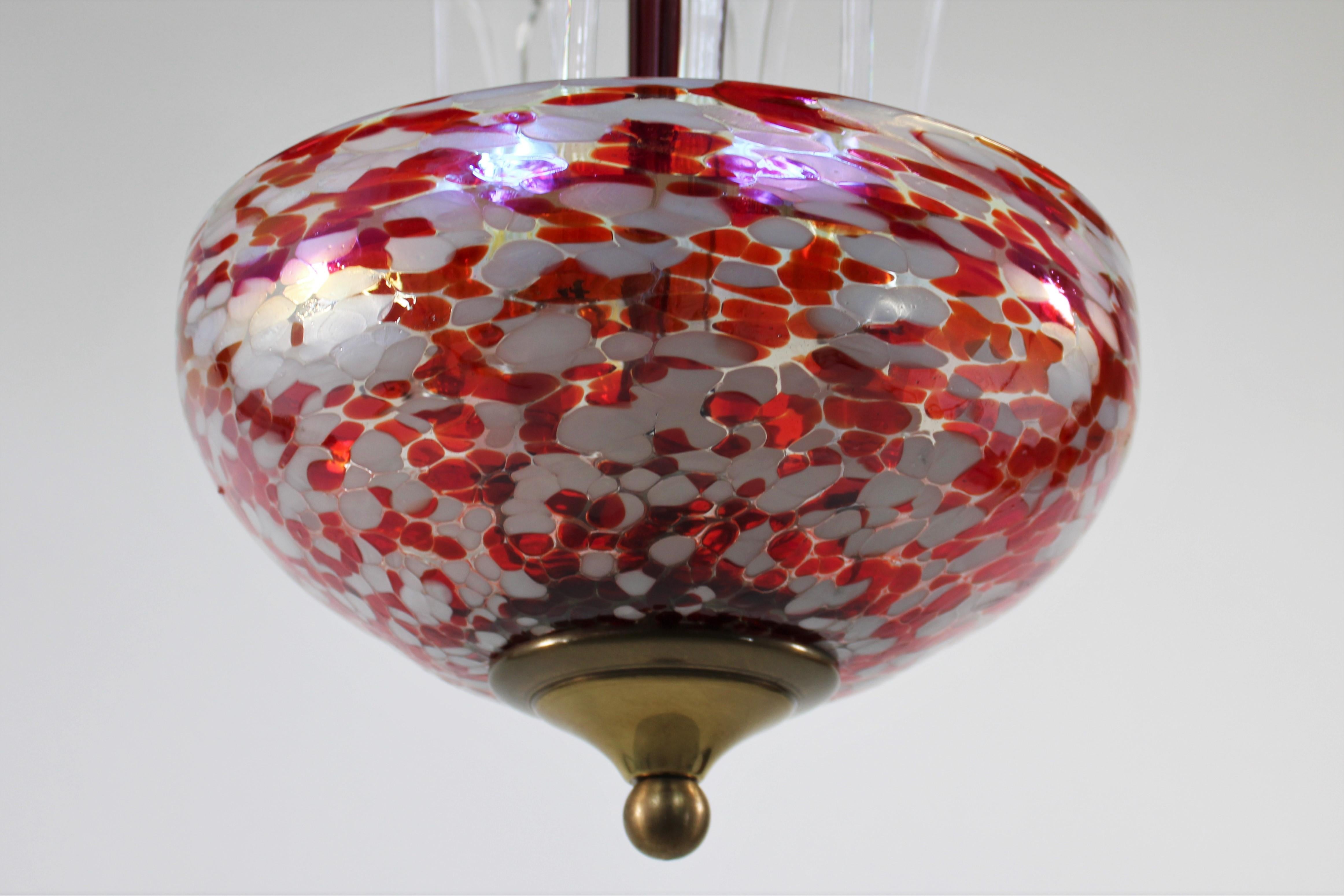  Modern Murrine Red and White Murano Chandelier For Sale 5