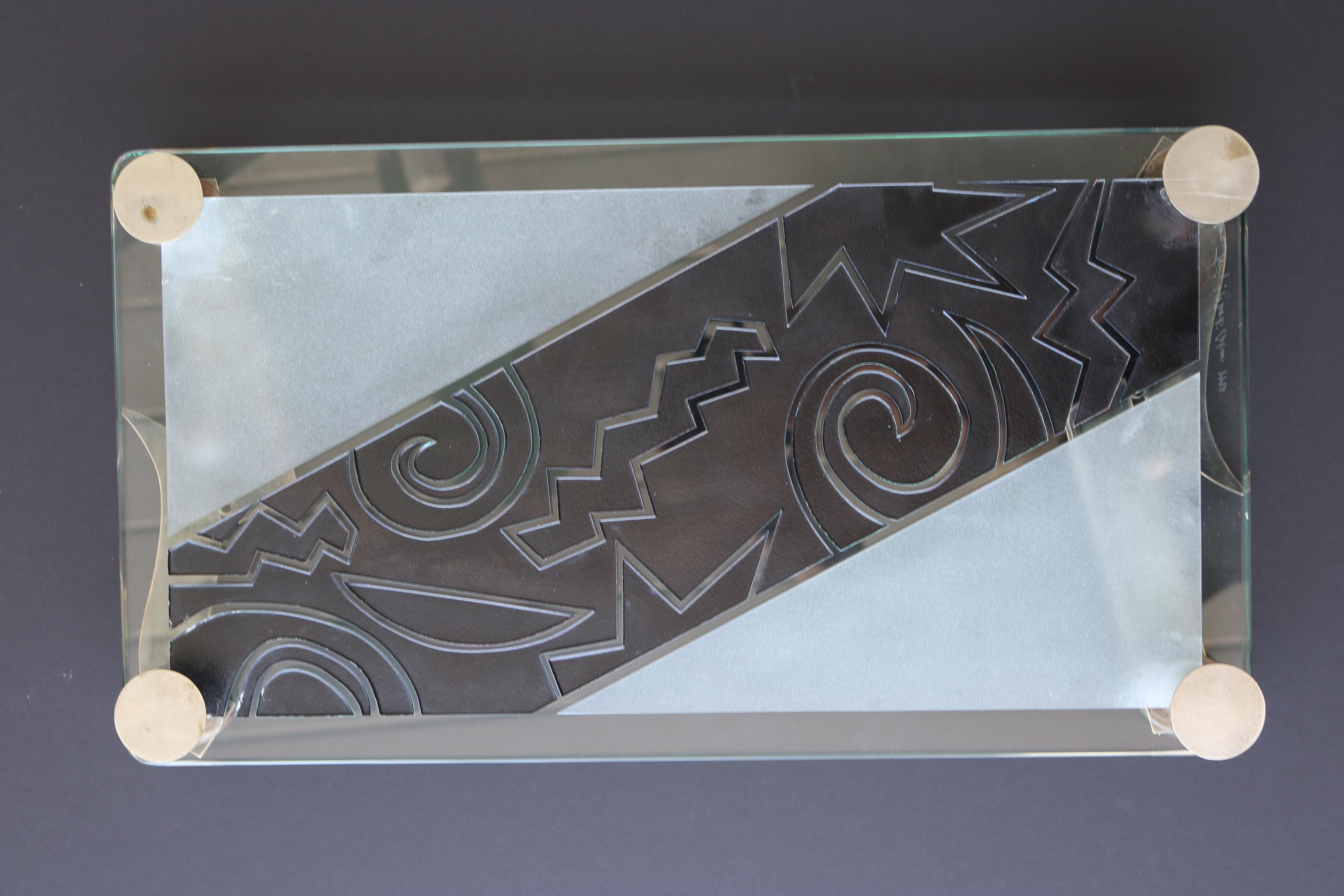 20th Century  Modern Museum Sterling Glass Serving Tray, Signed Limited Edition For Sale