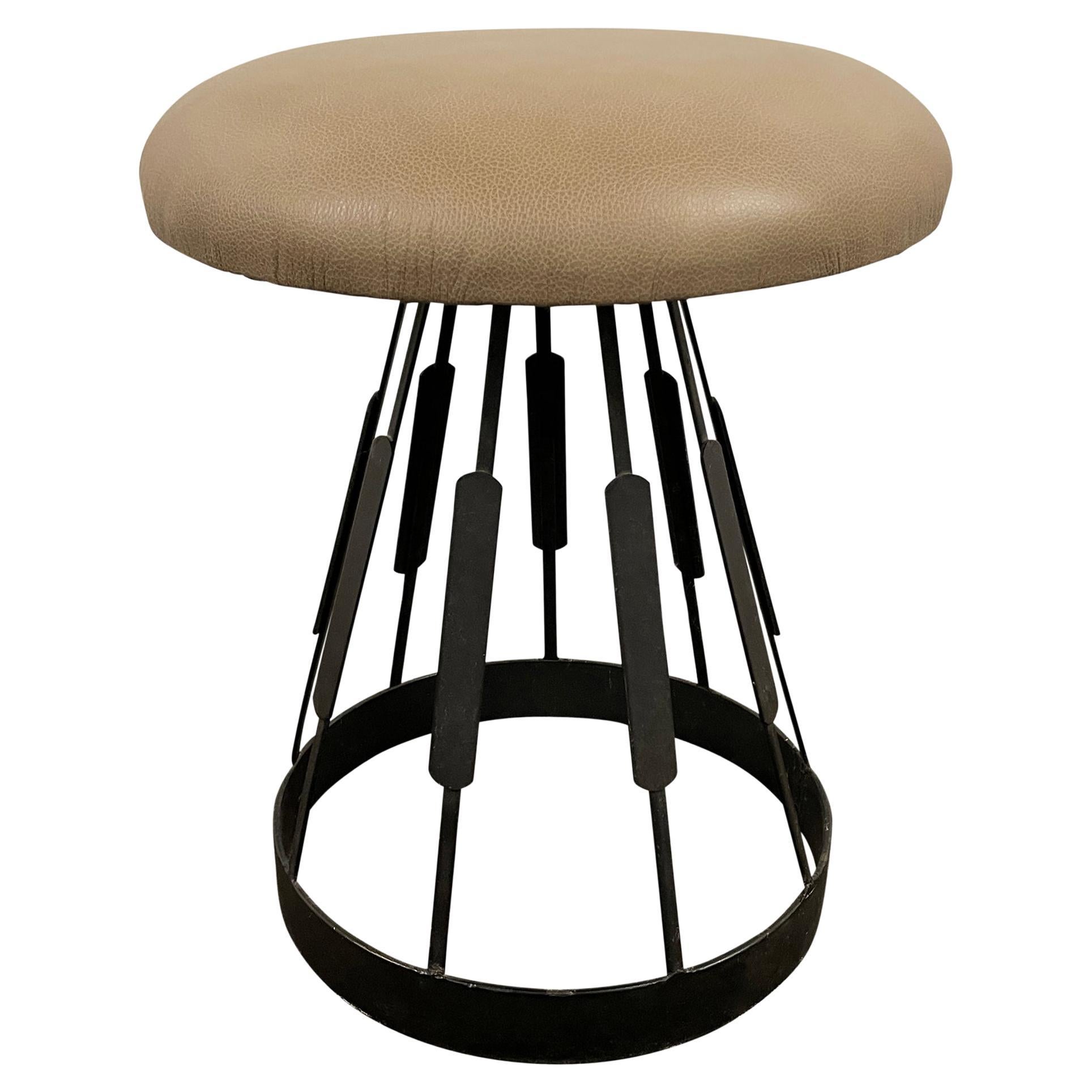 Modern Mushroom Leather Upholstered Stool For Sale