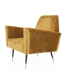 Chaises longues modernes en velours jaune moutarde