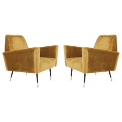 Modern Mustard Yellow Velvet Lounge Chairs