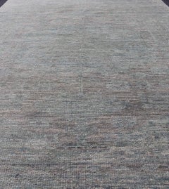 Modern Muted Oushak With Sub-Geometric Design in Green & Earthy Tones 6'0 x 9'3