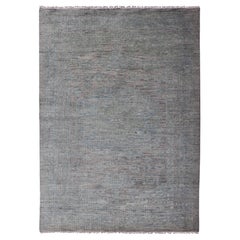 Modern Muted Oushak With Sub-Geometric Design in Green & Earthy Tones 6'0 x 9'3