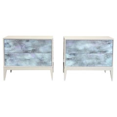 Modern Mystic Two Drawer Nightstand in Misty Grey Lacquer by Ercole Home