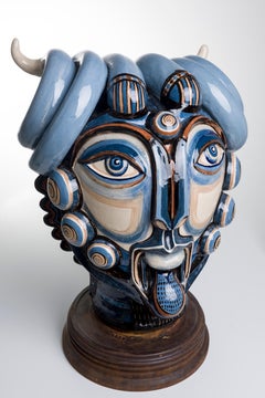 Modern Mythological God Head Glazed Ceramic