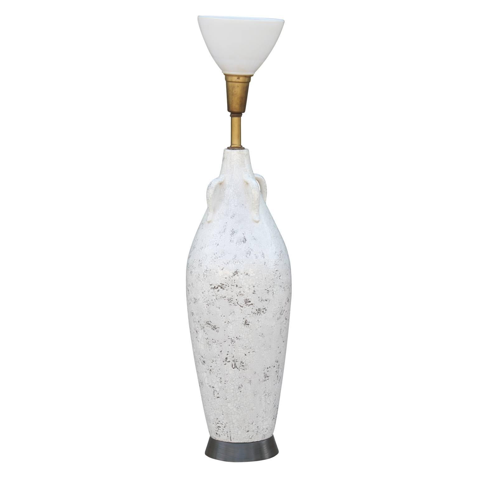 white pottery lamp