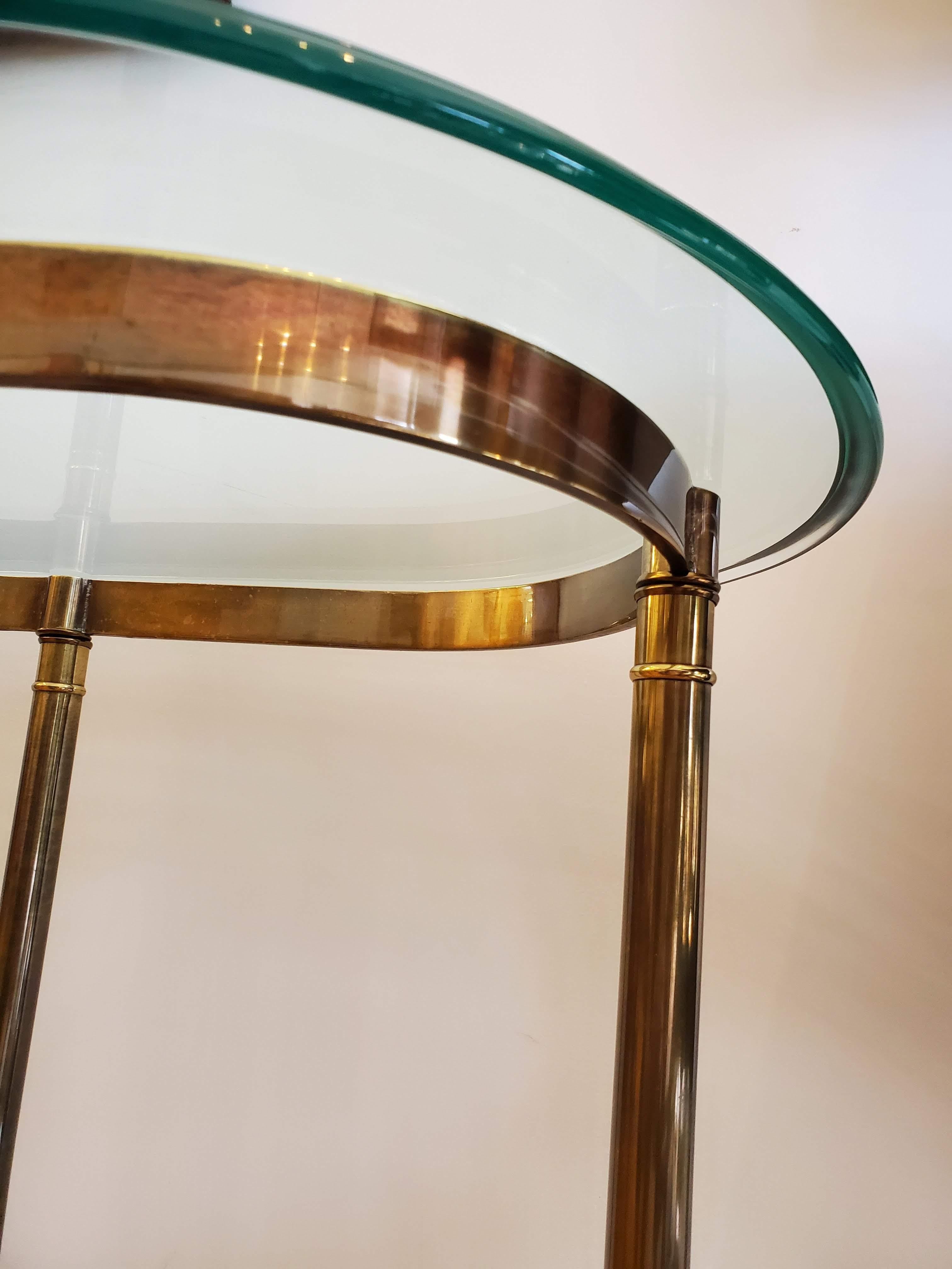 Modern Narrow Brass Sofa Table with Glass Top and Hoof Feet 5
