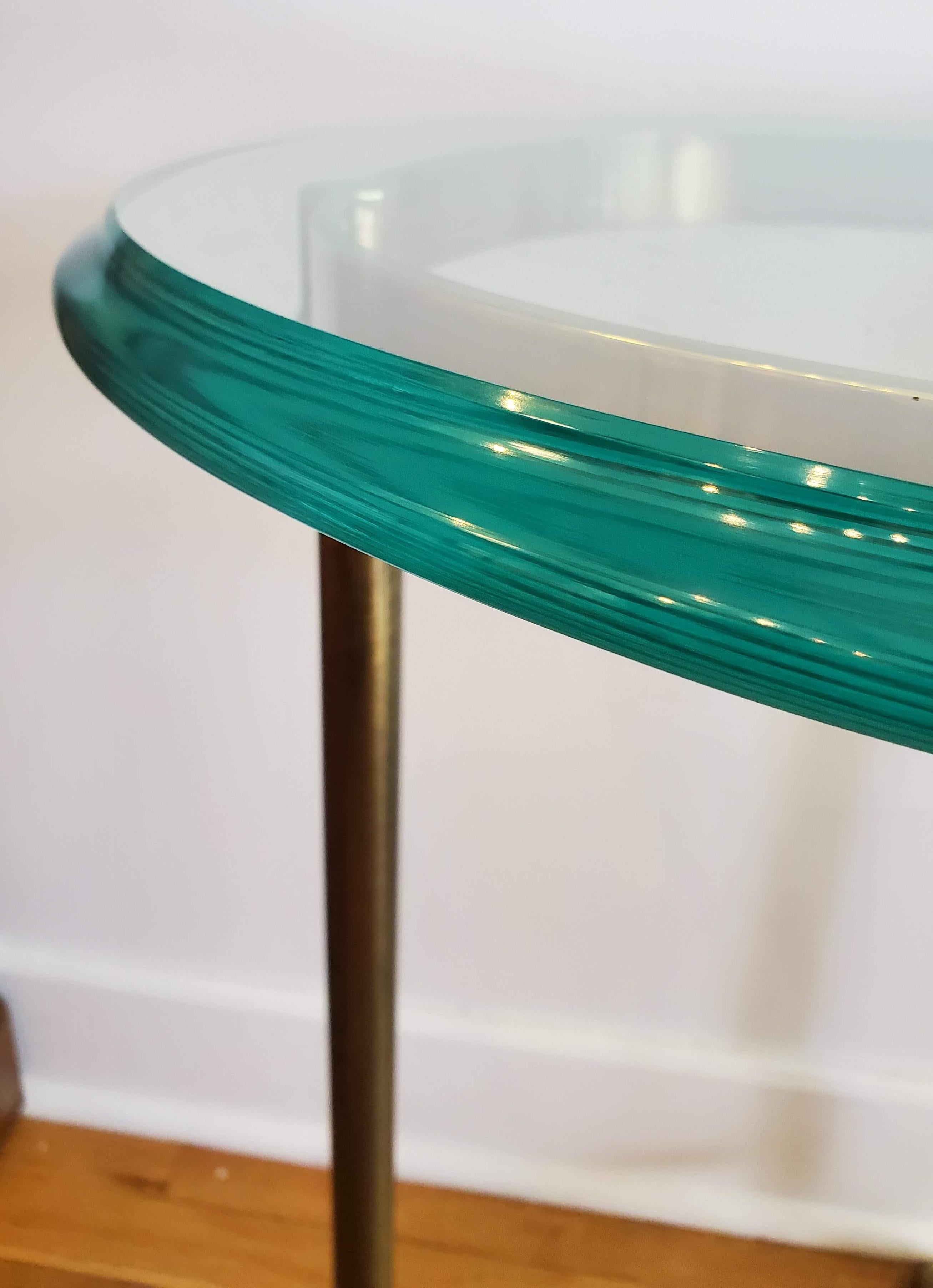 Modern Narrow Brass Sofa Table with Glass Top and Hoof Feet 3