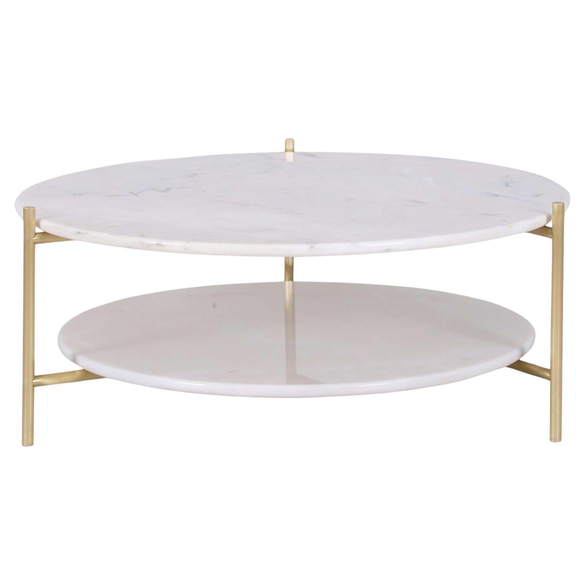 Table basse d'extérieur moderne Nassau en marbre Calacatta faite à la main Portugal Greenapple en vente