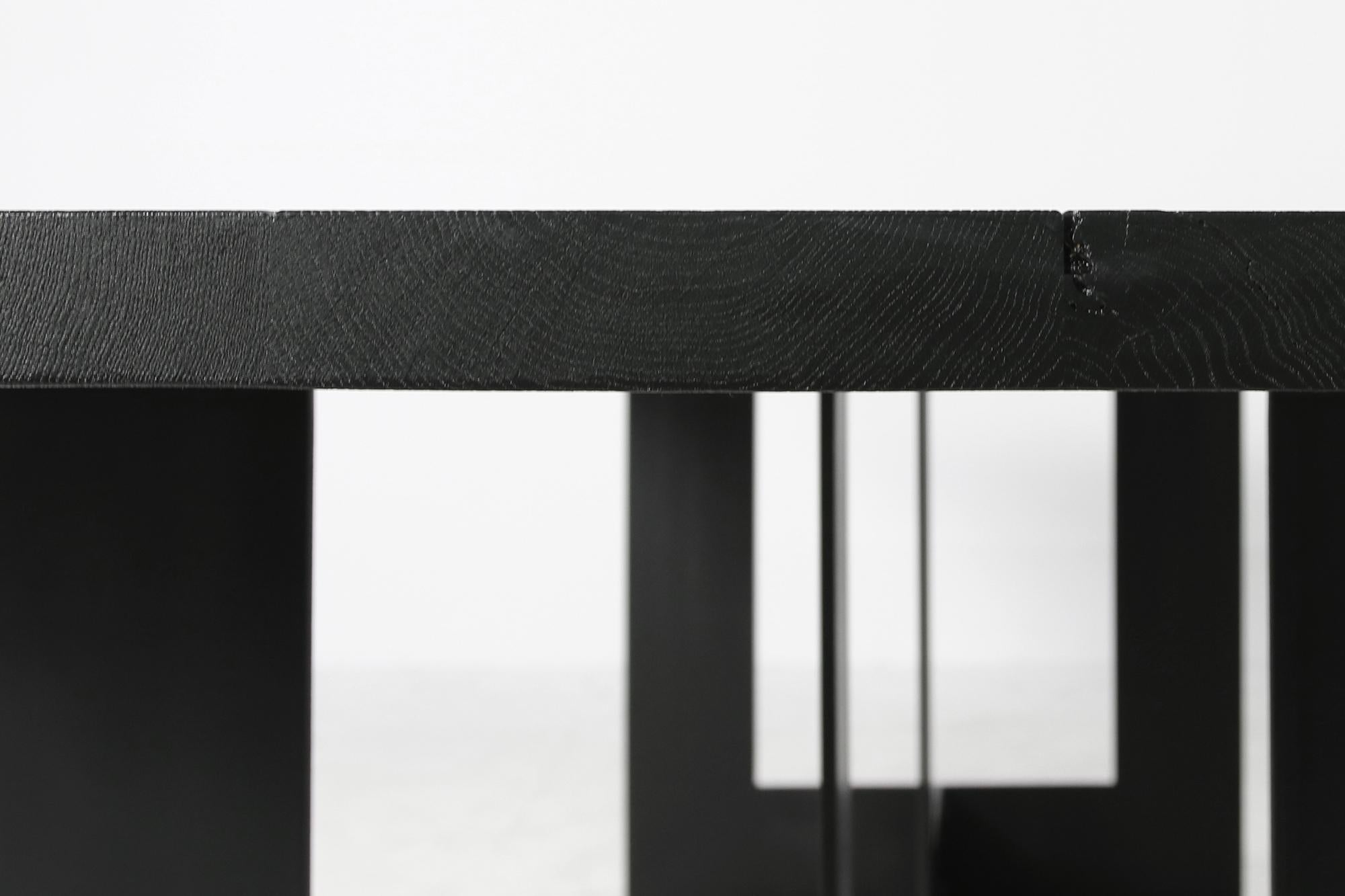 Modern Nathan Lindberg Solid Brushed Oak & Steel Dining Table NL51 Black Desk 5