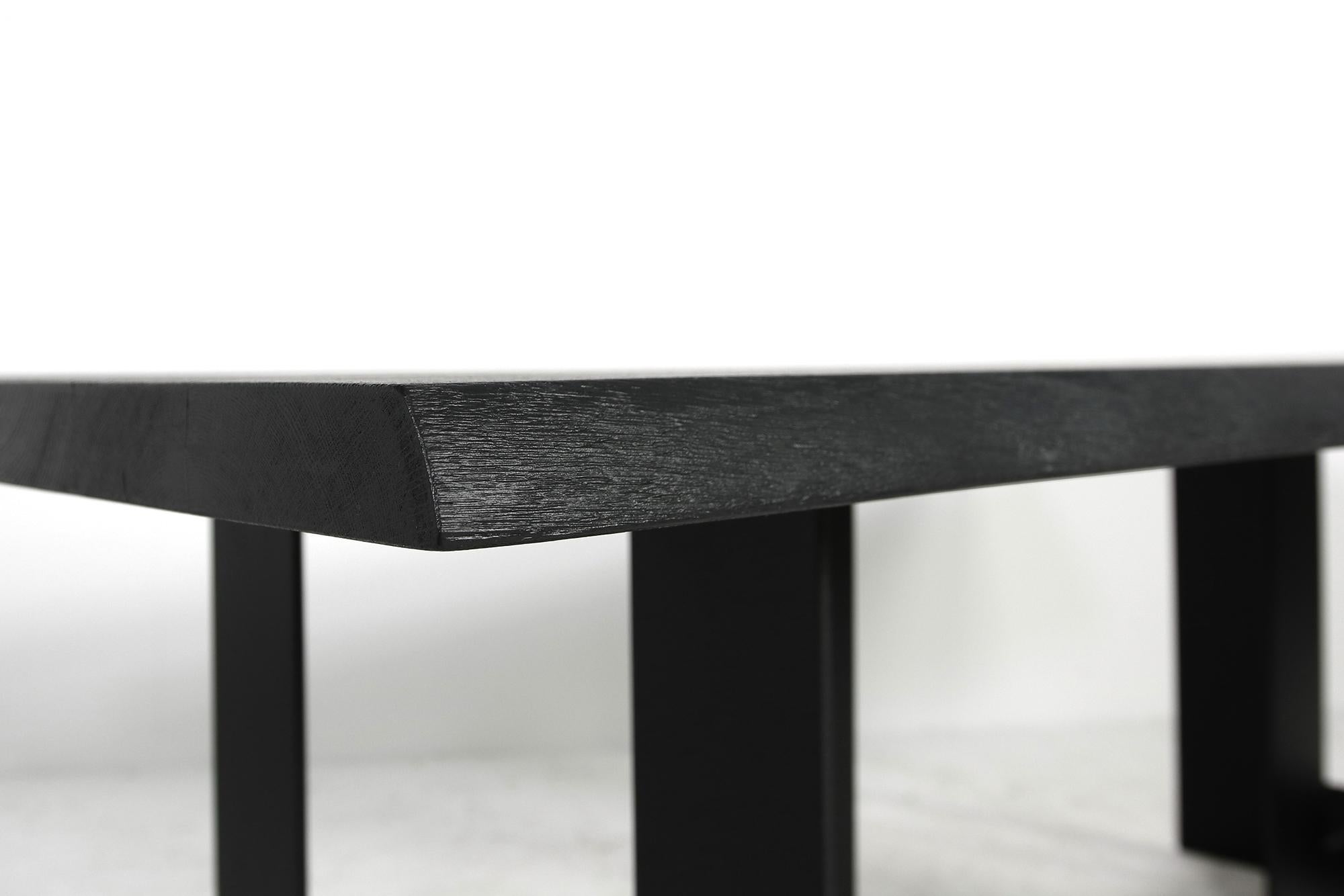 Modern Nathan Lindberg Solid Brushed Oak & Steel Dining Table NL51 Black Desk In Good Condition In Hamminkeln, DE