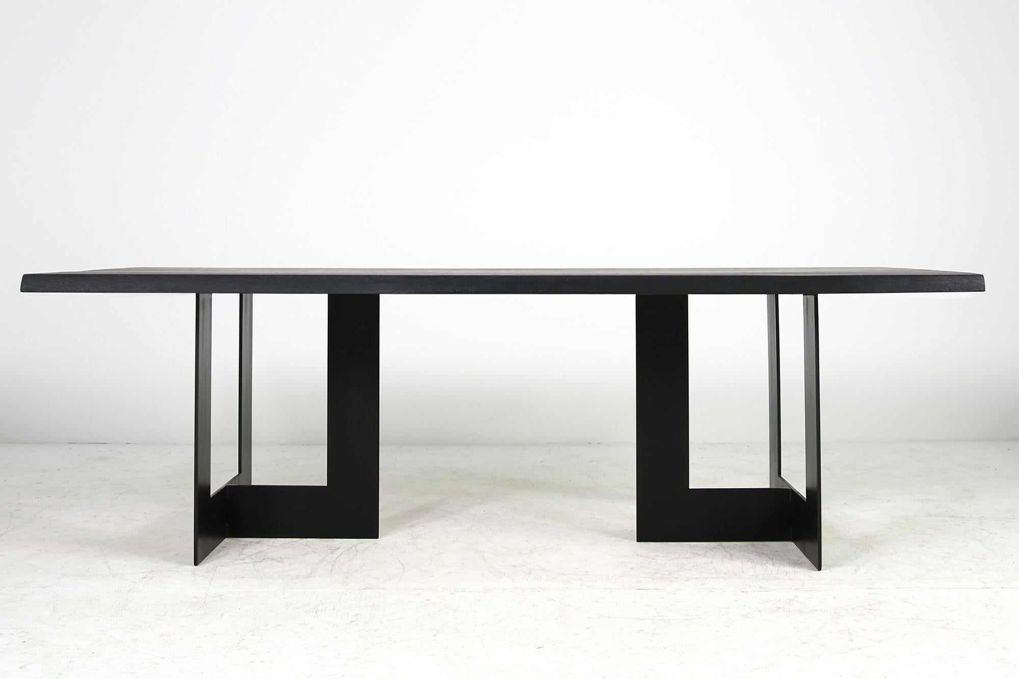 Modern Nathan Lindberg Solid Brushed Oak & Steel Dining Table NL51 Black Desk 3