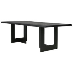 Modern Nathan Lindberg Solid Brushed Oak & Steel Dining Table NL51 Black Desk