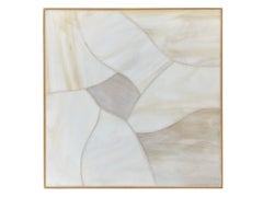 Modern Natura Light Oak Pedestal With Abstract White Glass by Ercole Home