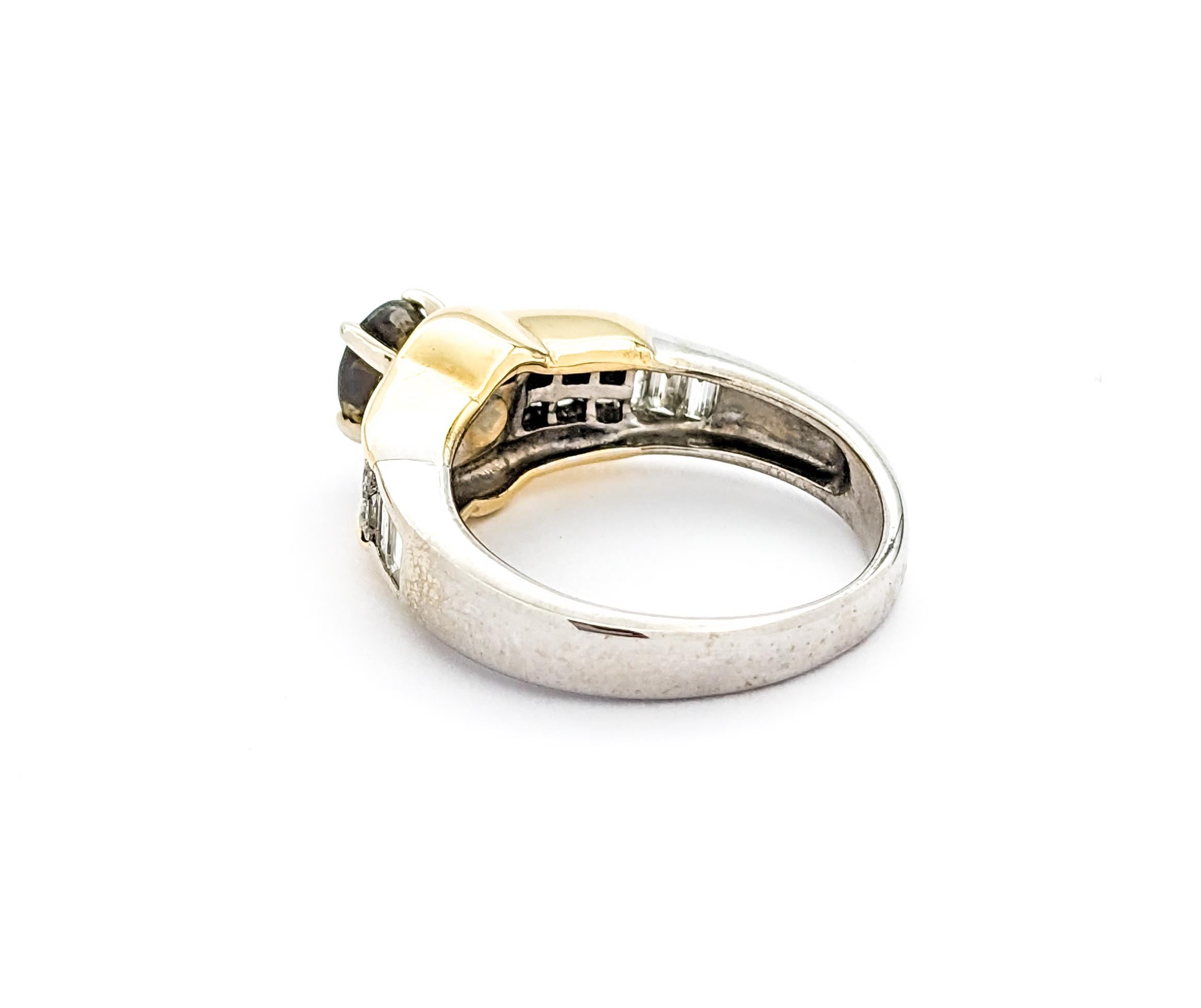 Moderner Ring aus zweifarbigem Gold mit natürlichem Alexandrit und Diamanten im Angebot 4