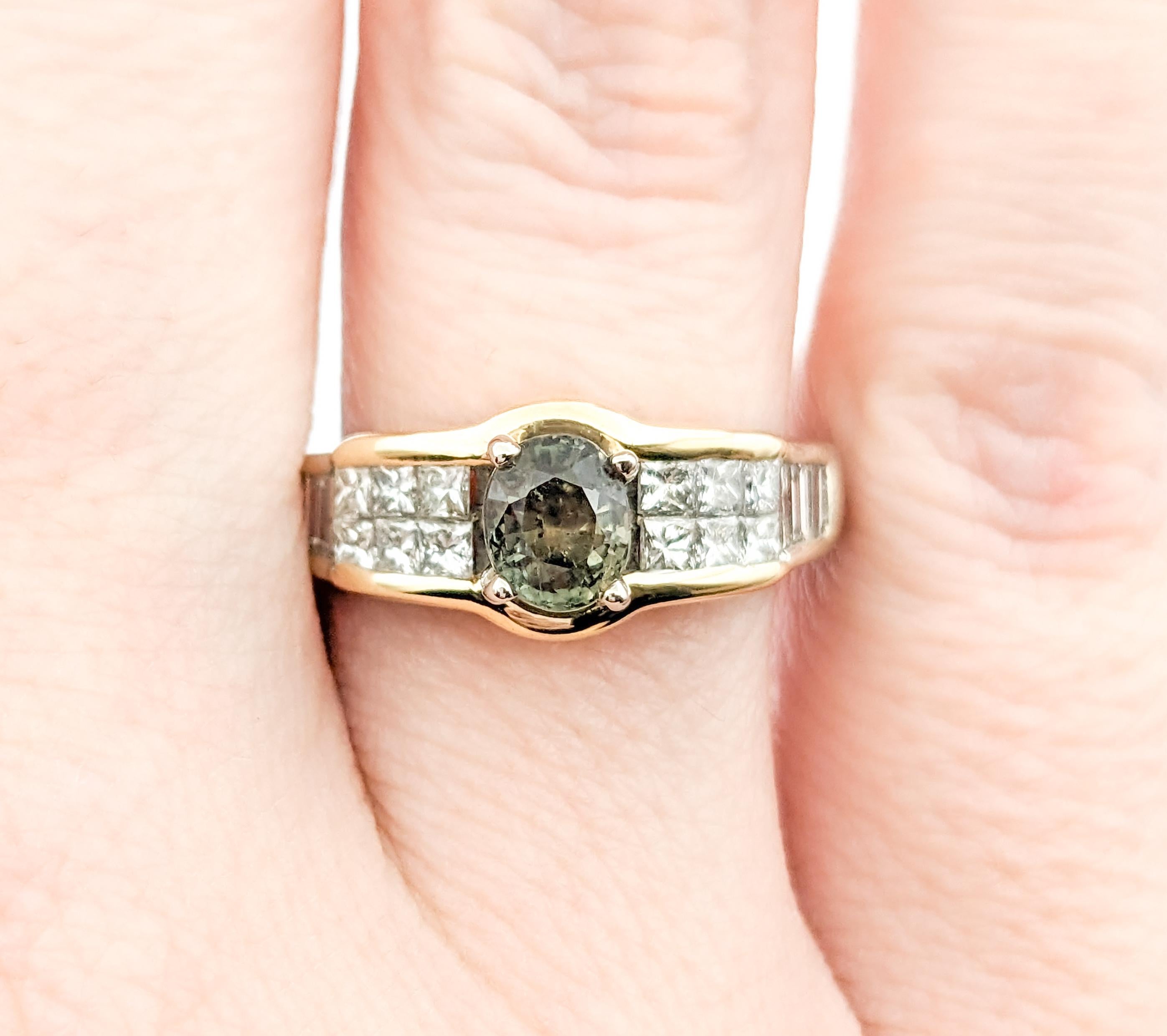 Oval Cut Modern Natural Alexandrite & Diamond Ring in Two-Tone Gold For Sale