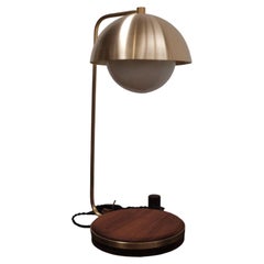 Modern Natural Brass & Tzalam Wood Desk Light "Lámpara A"