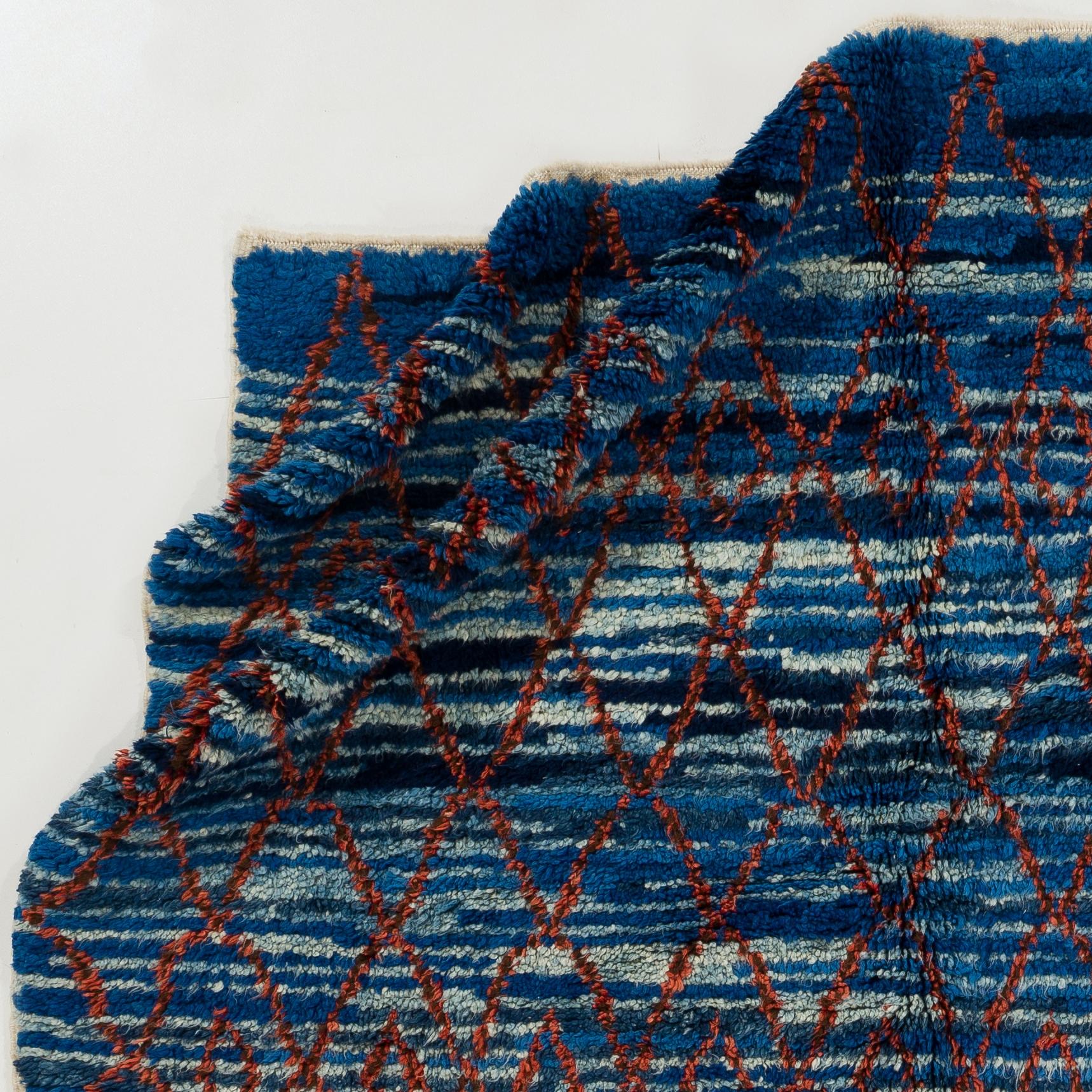 Wool Modern Natural Dyed Moroccan Beni Qurain Berber Rug. Custom Options Available For Sale