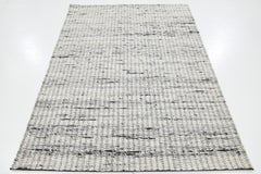Modern Natural Felted Wool Rug Handmade In Ivory and Gray by Apadana