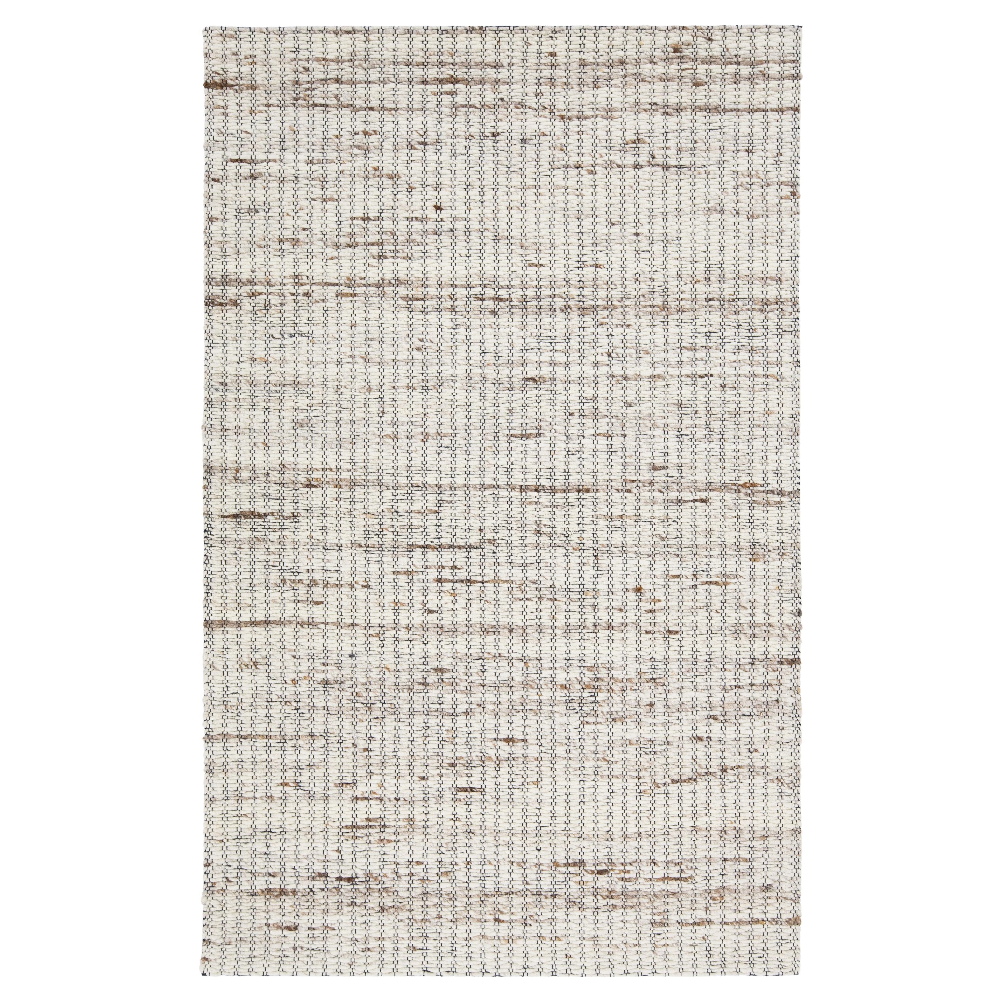 Modern Natural  Felted Wool Rug Handmade In Ivory by Apadana