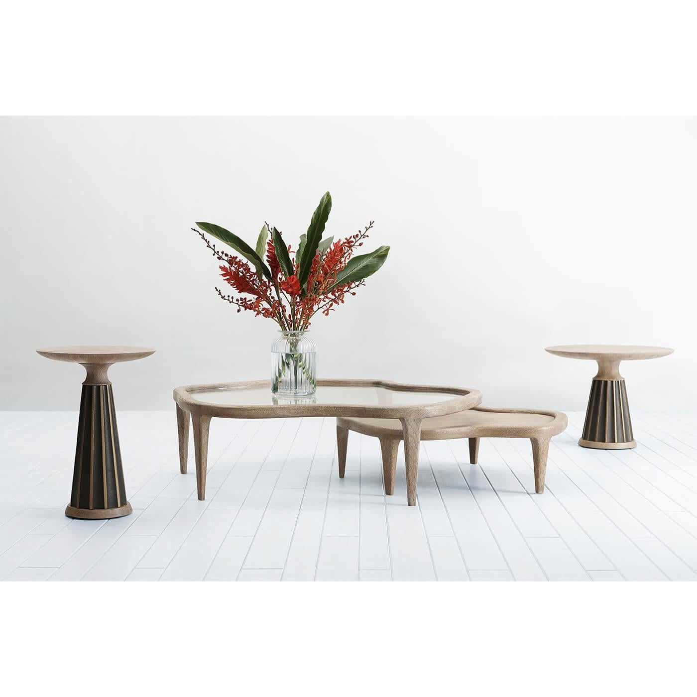 Glass Modern Natural Form Nesting Cocktail Tables For Sale