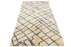 Modern Natural Handmade Moroccan Tribal  Wool Rug In Ivory by Apadana