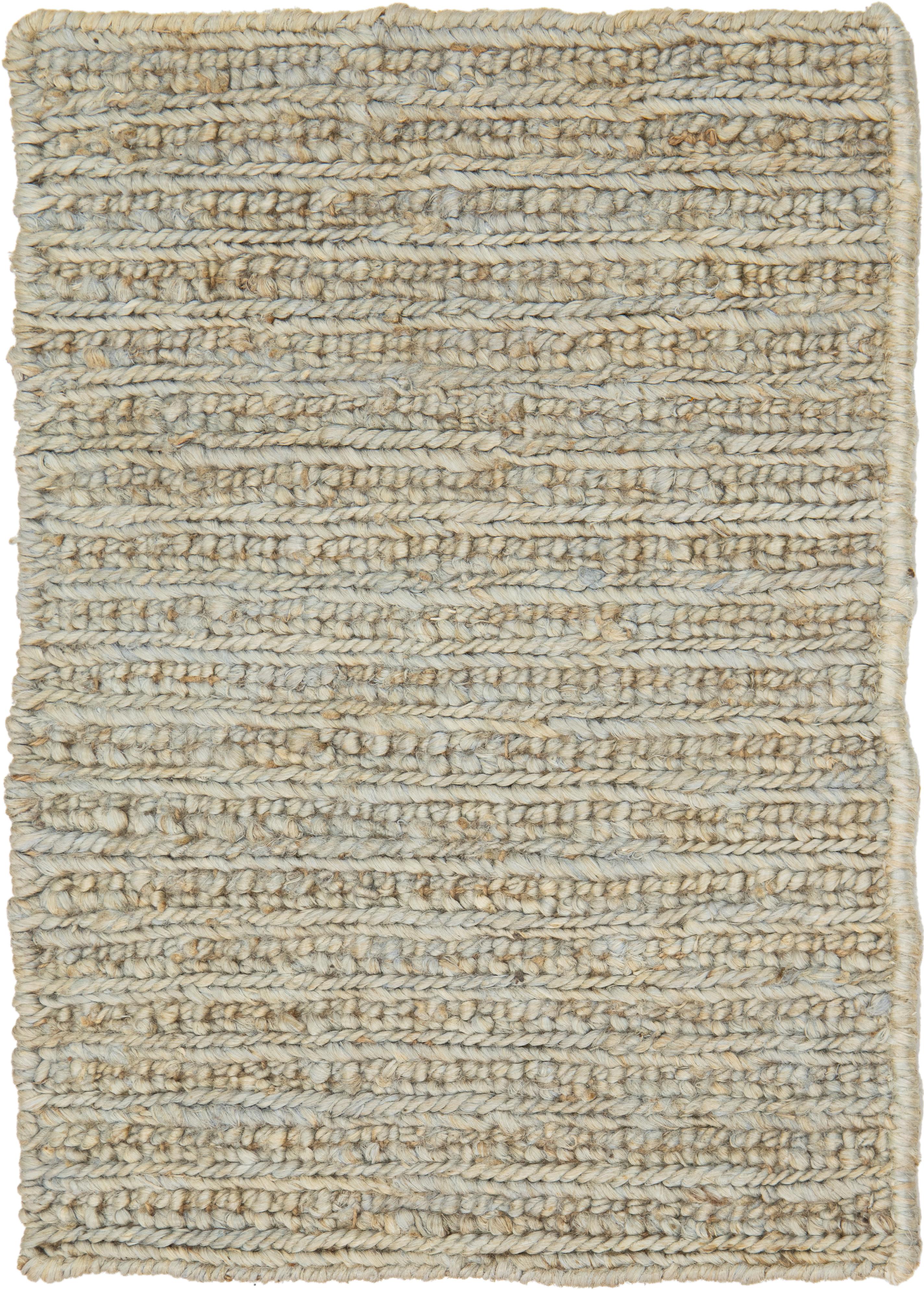 Indian Modern Natural Jute Rug Handmade In Beige and Gray For Sale