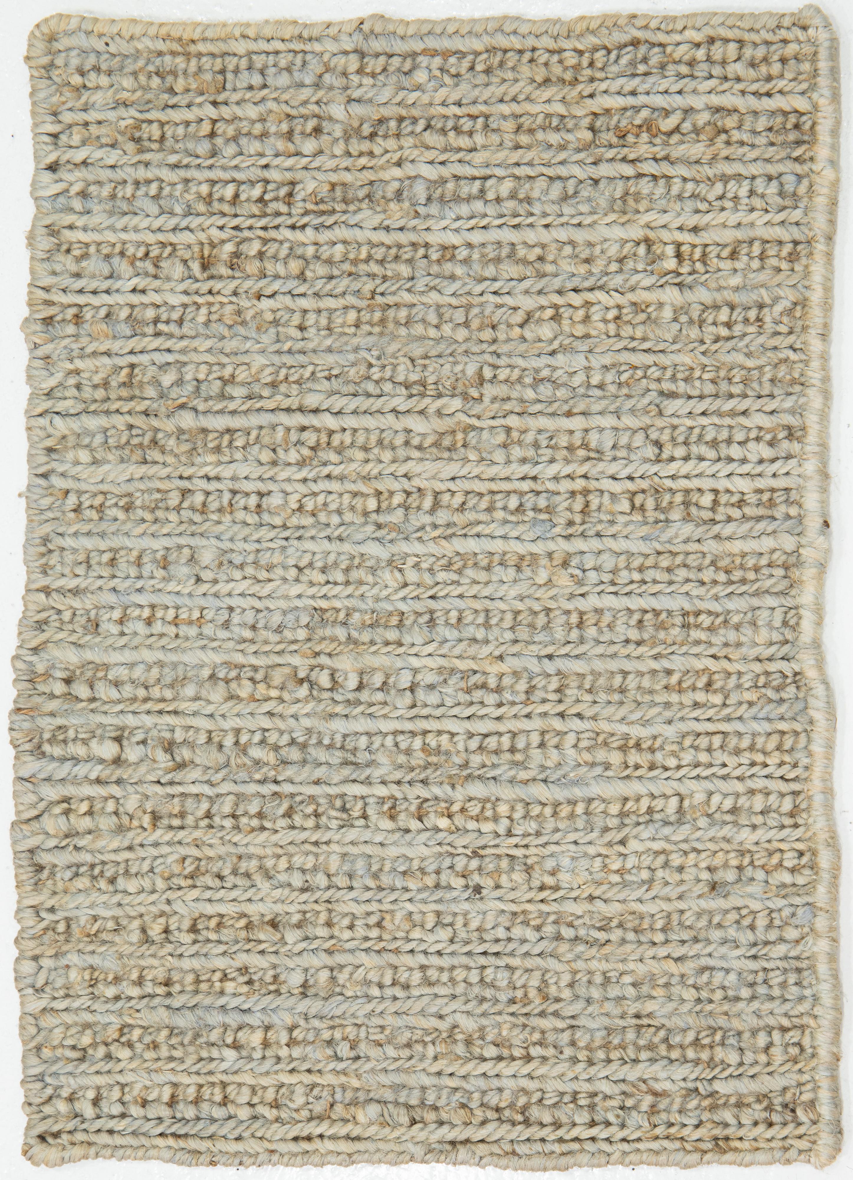 Hand-Woven Modern Natural Jute Rug Handmade In Beige and Gray For Sale
