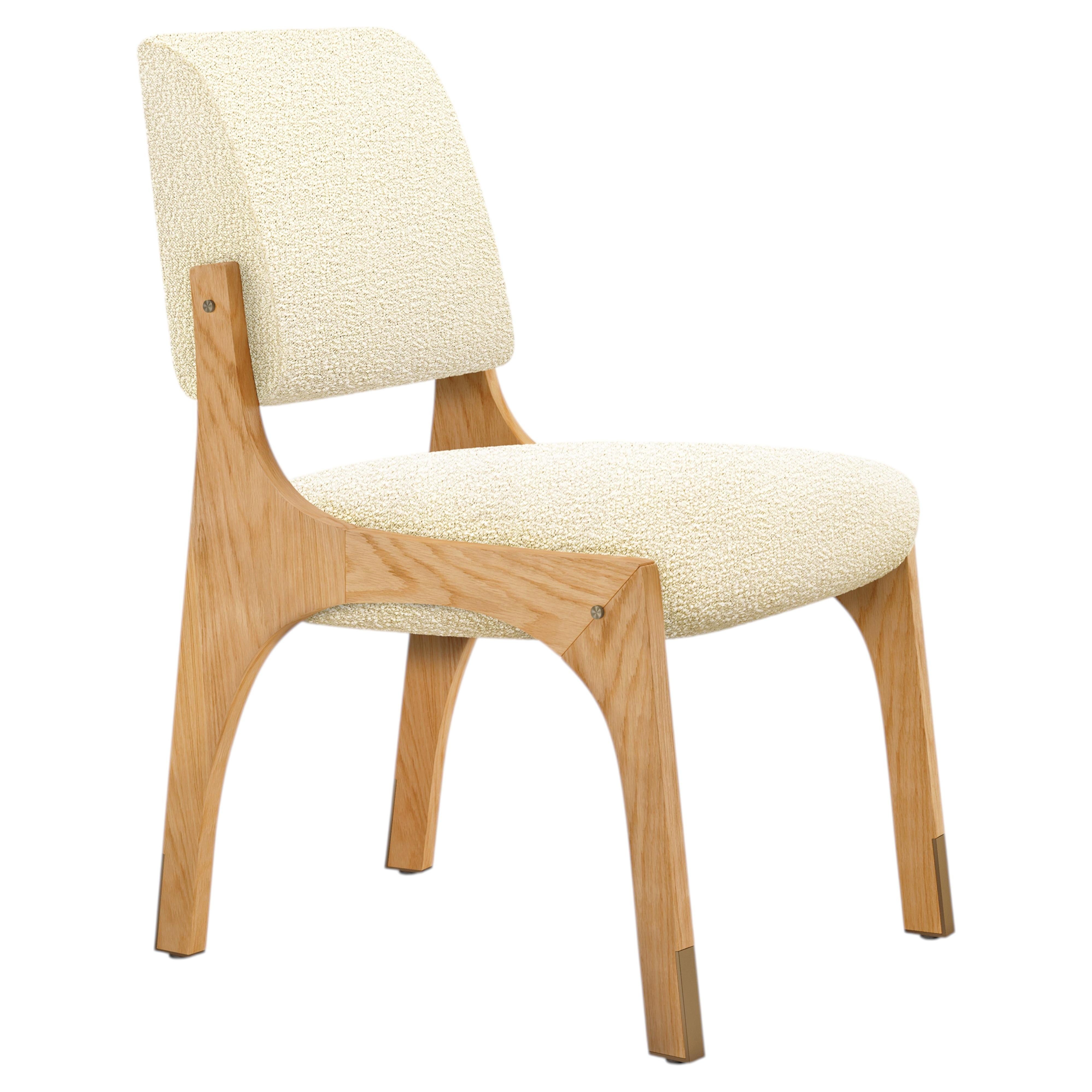 Modern natural oak cream bouclé armless Arches II dining chair by InsidherLand