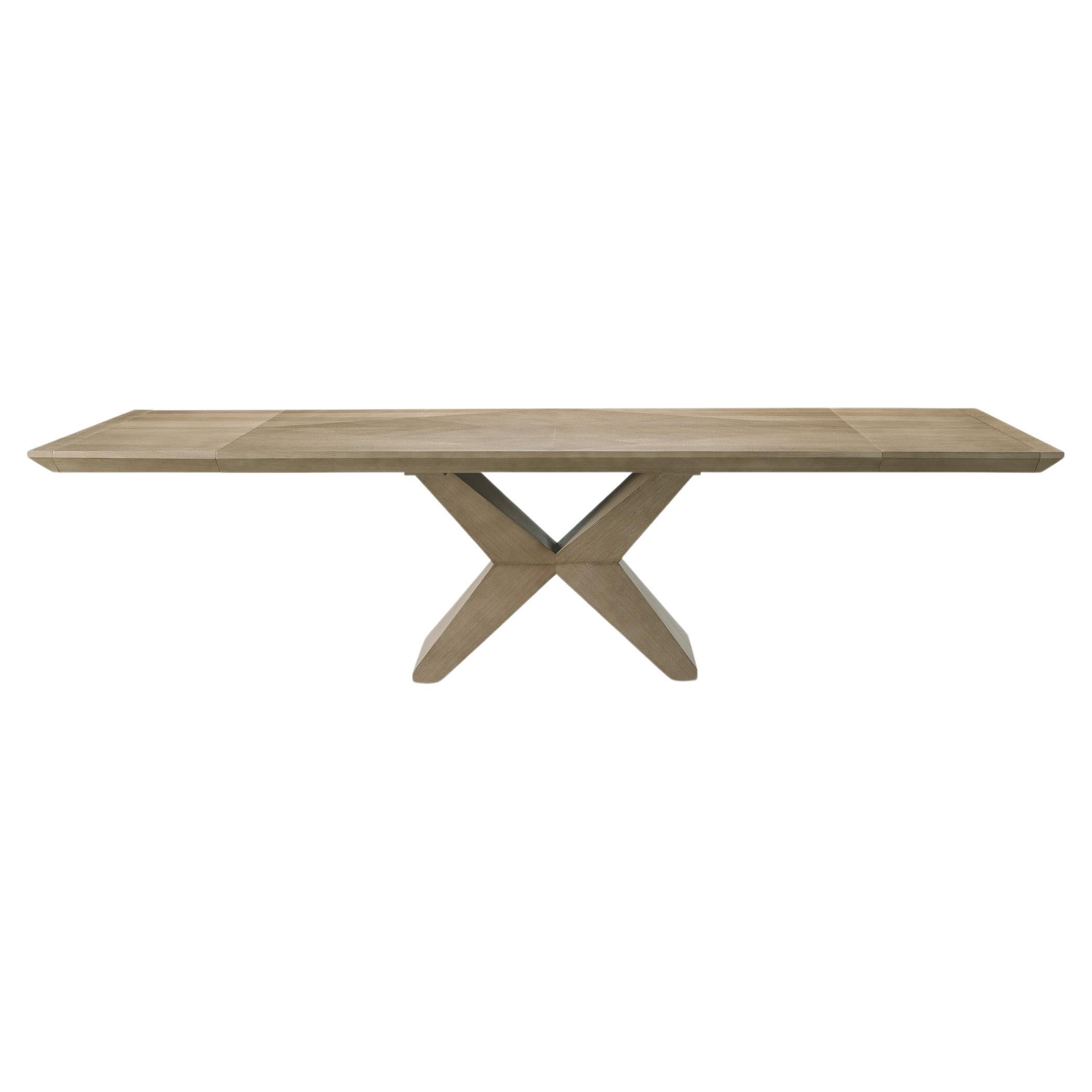 Table de salle à manger moderne en chêne naturel conçue par Greg Sheres. En stock.