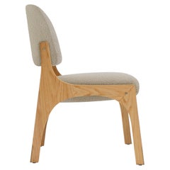 Modern natural oak taupe bouclé armless Arches II dining chair by InsidherLand