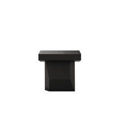 Organic Modern Natural Oak Wood Black Side Table Square Top Geometric Base