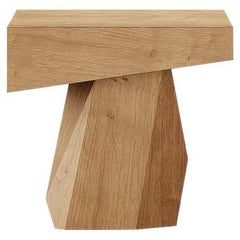 21Th Century Modern Natural Oak Wood Side Table Table Square Top Geometric Base