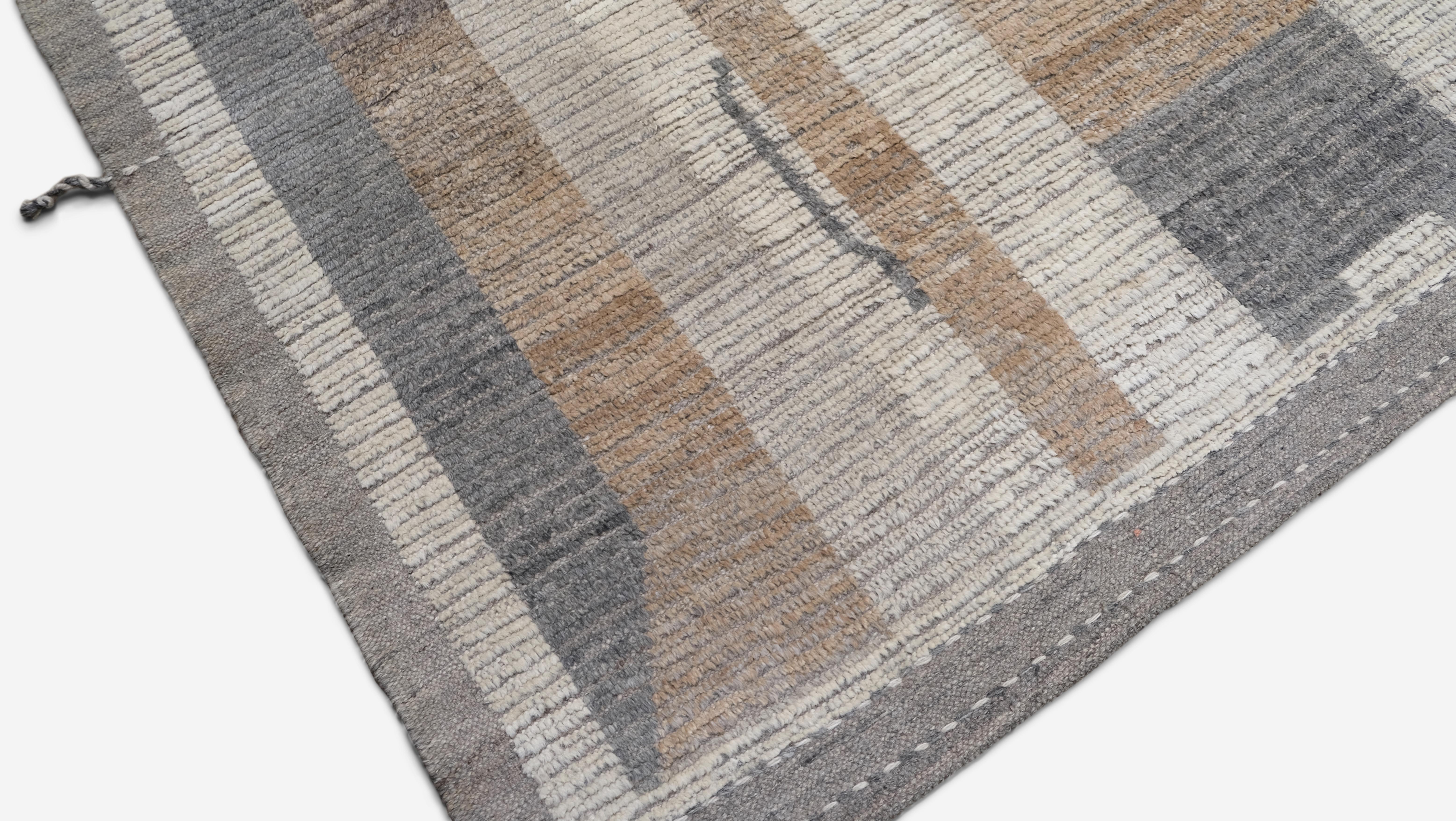 Moderner natürlicher, organisch gemusterter Wollteppich mit Flow-Muster 13'8''x16'7'' (Afghanisch) im Angebot