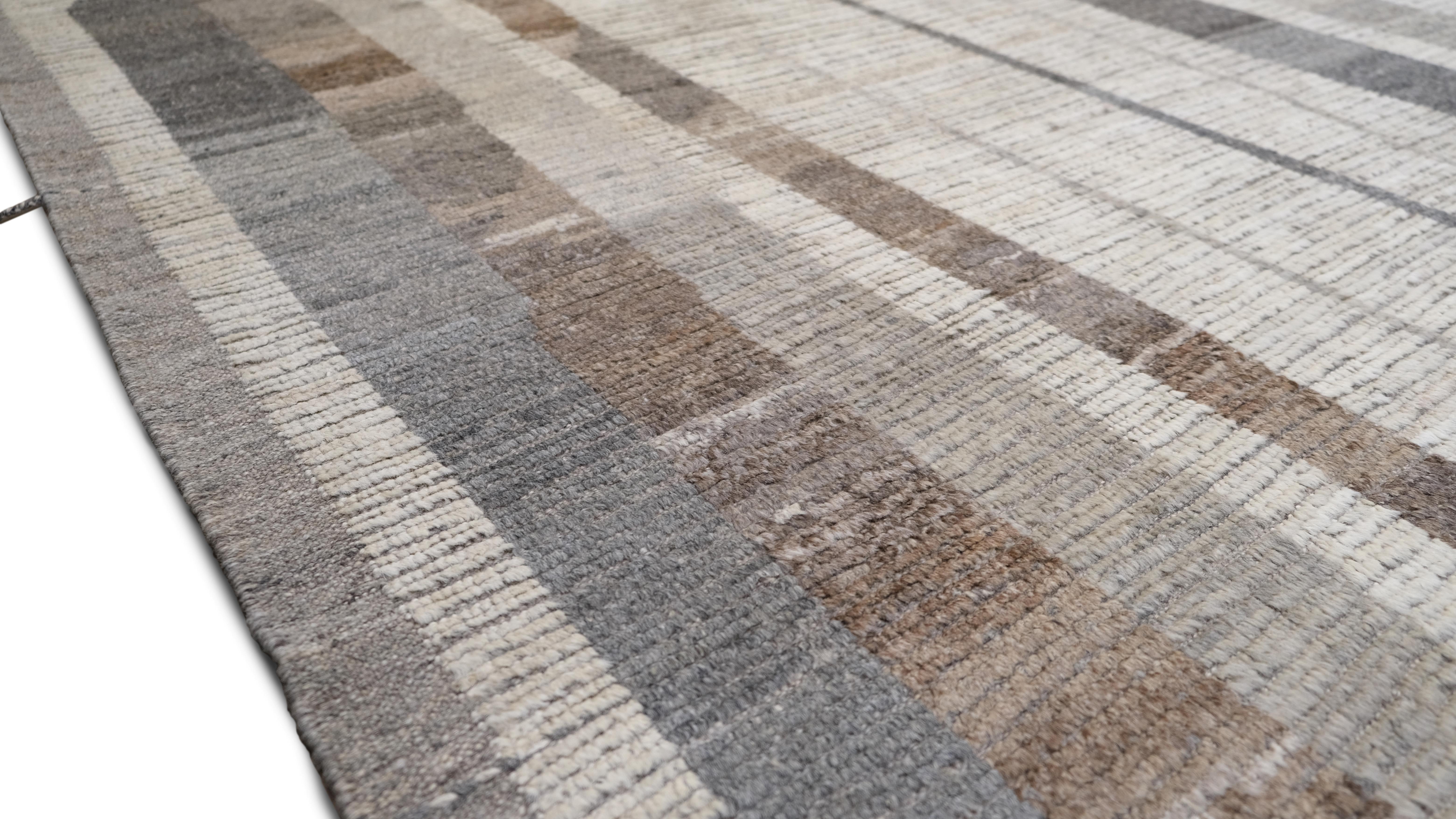 Moderner natürlicher, organisch gemusterter Wollteppich mit Flow-Muster 13'8''x16'7'' (Handgeknüpft) im Angebot