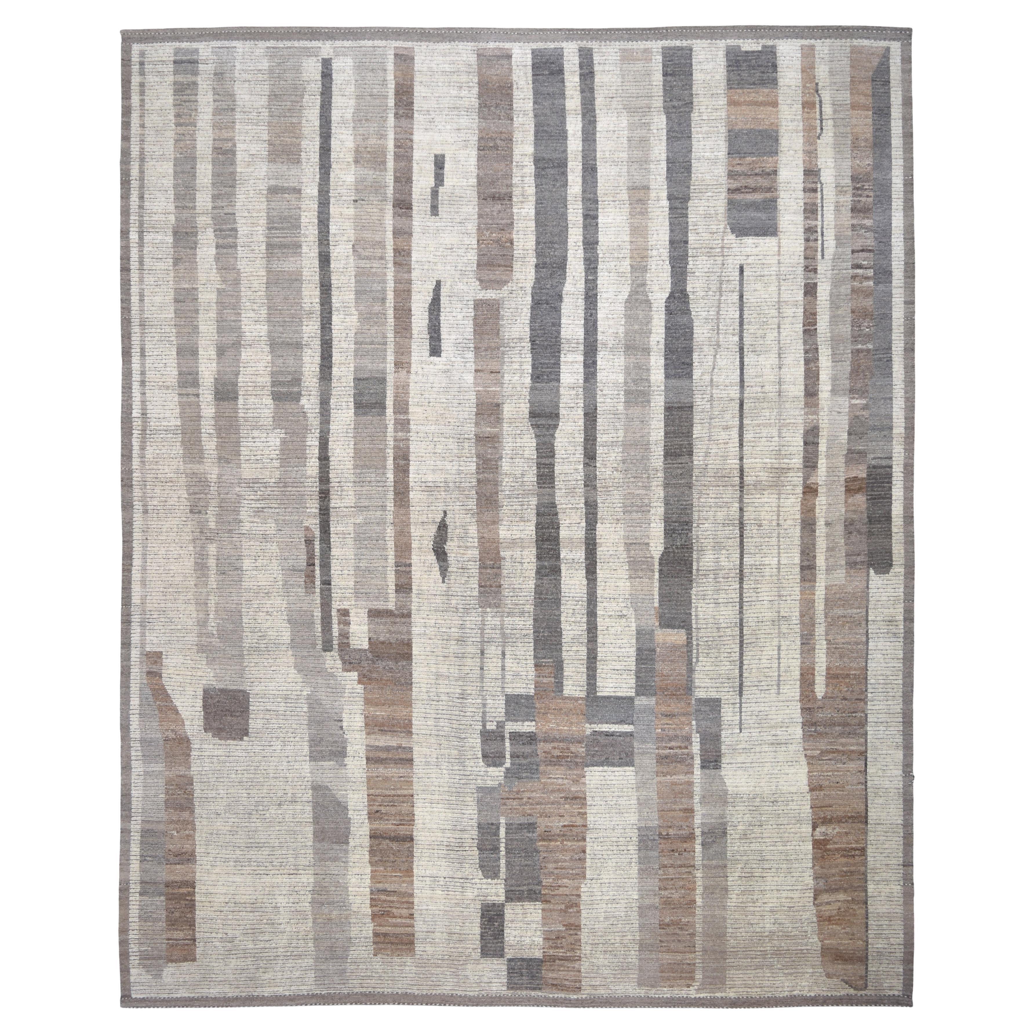 Tapis moderne en laine naturelle à motifs de flocons organiques 13'8''x16'7''