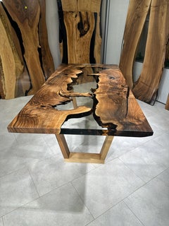 Modern Natural River Walnut Wood Kitchen Table
